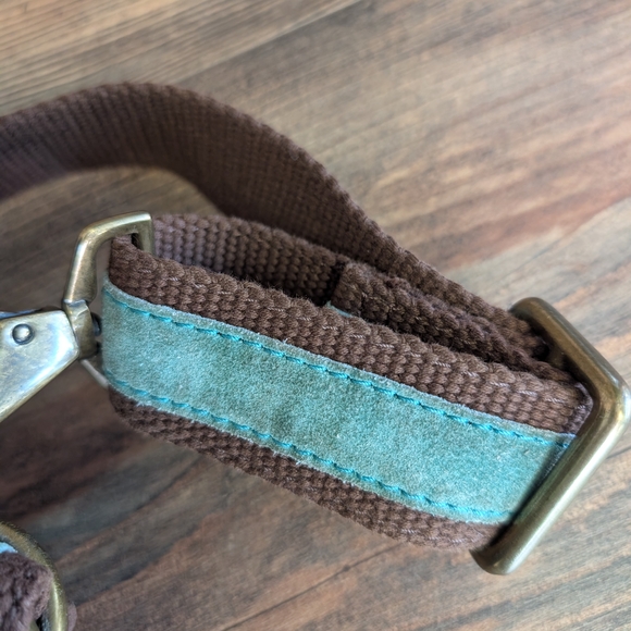 Lucky Brand Oversized Patchwork Suede Canvas Tote Vintage Adjustable Purse Bag - Picture 9 of 15